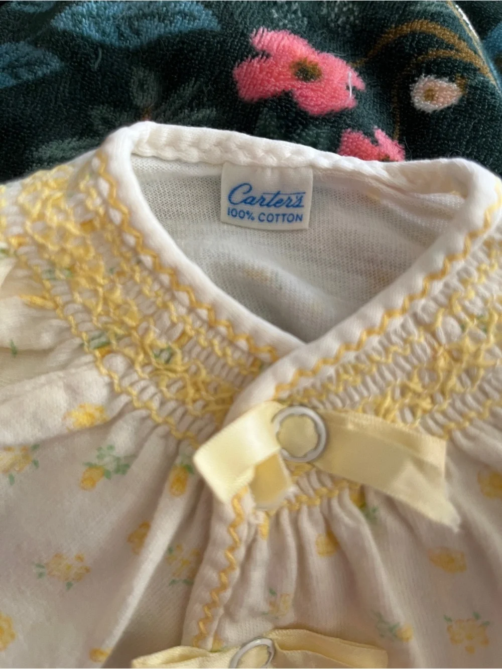 Carter's 1960s Vintage Yellow and White Floral Baby Jacket